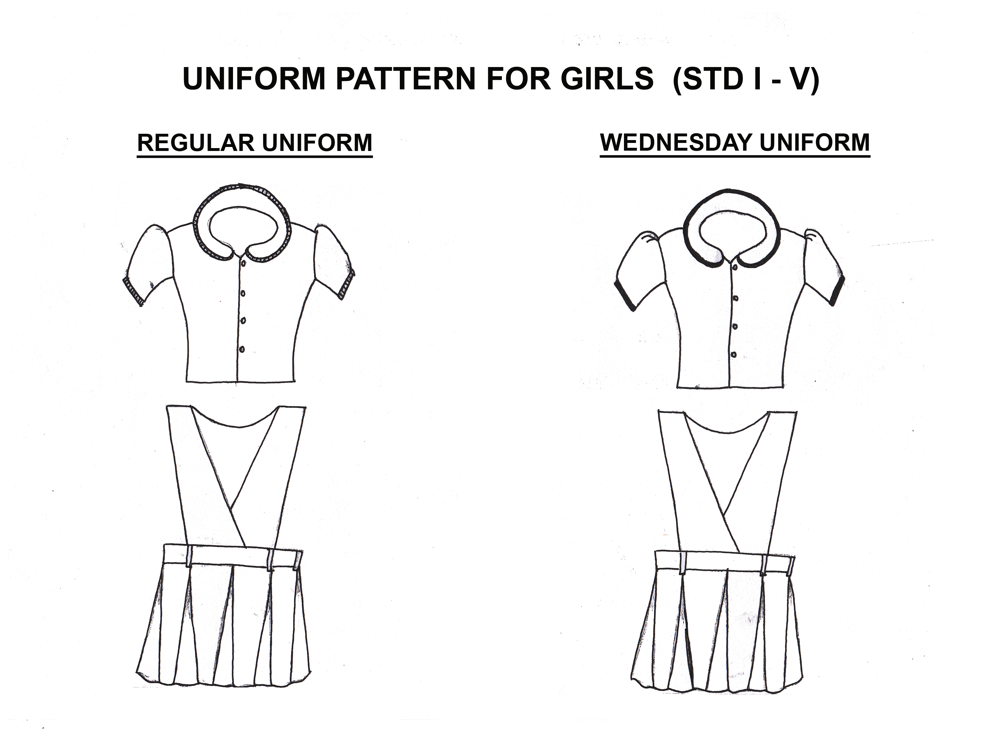 uniform pattern for I to V girls